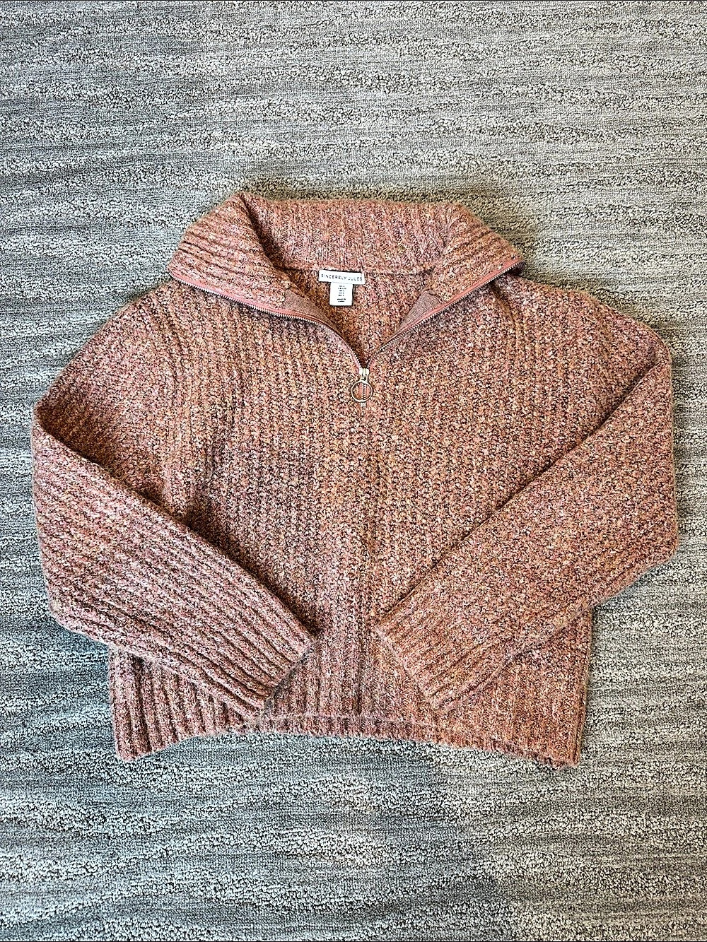 Sincerely Jules Cowl Neck Sweater in Brown & Pink Size Small